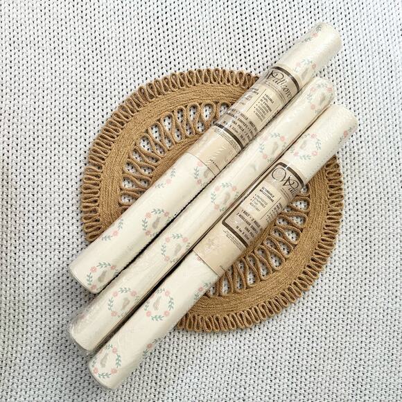 Vintage Collins Aikman Wallcoverings Sitting Bird Floral Wreath 2.5 Bolts Rolls - Picture 1 of 7